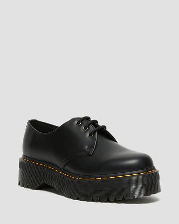 Black Women's Dr Martens 1461 Smooth Leather Platform Shoes | CA 390DFM